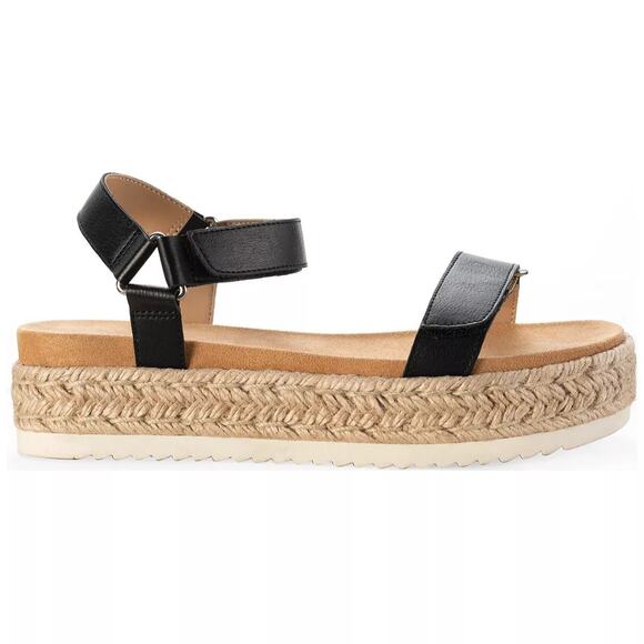 Sun + Stone Women Ankle Strap Espadrille Platform Sandals Rylaan US 9M Black - Picture 2 of 5